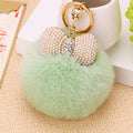 Pearl Bow Rabbit Fur Pom Keychains in Six Colors plus Bow Only Option view 3