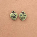 Paw and My Dog Heart Charm in 3 Decorative Finishes view 4