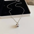 Gold Silver Round Ball Pendant Box Chain Necklace Pair view 7