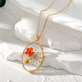 Gold Tone Pressed Flower Resin Pendant Necklaces in Eleven Shapes view 2