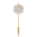 Long Snowflake Stick Pin with Clear Crystal Petals view 1