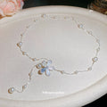 White Flower Beaded Necklace with Pearl-Look Strands view 4