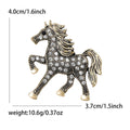 Prancing Horse Crystal Brooch in Antique Gold or Silver Tone view 4
