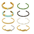 Bamboo and Geometric Bangle Collection in Mixed Metal Tones view 5