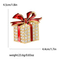 Crystal Christmas Gift Box Brooch Pin in Red or Green view 6