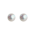 White Pearlescent Round Stud Earrings In Five Graduated Sizes view 5