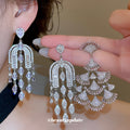 Ornate Stone Chandelier Earrings in Three Color Options view 2