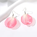 Silver Tone Translucent Rose Petal Acrylic Hook Earrings view 2