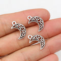 Filigree Crescent Moon Charms in an Antique Silver Finish view 6