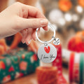 Silver Round Red Heart I Love You Message Keychain view 3