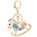 Multicolor Jeweled Rocking Horse Keychain with White Enamel view 5