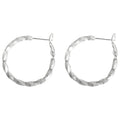 Silver-Tone Twisted Frosted Texture Hoop Earrings Copper Base view 5