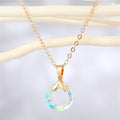 Gold Tone Open Circle Crystal Pendant Necklaces in Five Colors view 3