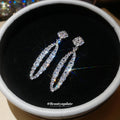 Open Oval Crystal Necklace and Drop Earrings in Silver Tone view 3