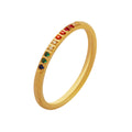 Gold Thin Band Ring Multicolor Zircon Stackable Style view 5