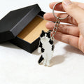 Black And White Cat Keychain With Metal Split Ring And Chain view 3
