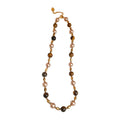 Tiger Eye Pearl Dual Strand Bead Necklace Gold Accents view 5