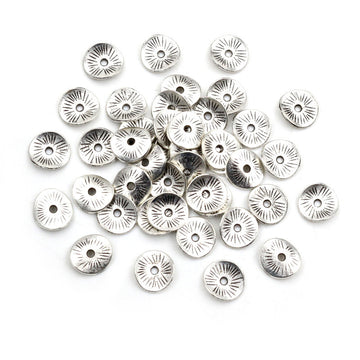 Curved Rolled Edge Round Spacer Discs in Antique Silver