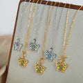 Enamel Butterfly Pendant Necklace Toggle Clasp Gold Steel Tone view 2