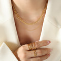 Double Layer Figaro Fine Chain Necklace Gold Or Steel view 4