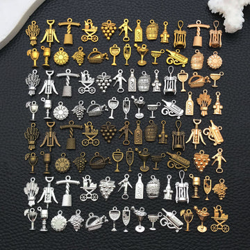 Black Wine Theme Metal Charms with 6 Listed Options