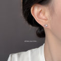 Mini Silver Tone Openwork Planet Clear Stone Stud Earrings view 2