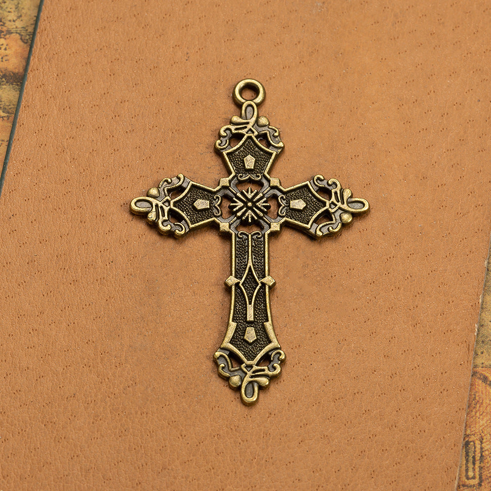 56x38mm Vintage Zinc Alloy Cross Charm Pendant