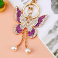 Jeweled Butterfly Keychains in Four Colors with Pearl Drop Tassels view 9
