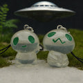 Glow-in-the-Dark Green-Eyed Alien Phone Strap Charms in Seven Poses view 2