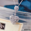 Silver Double Heart Clear Pave Pendant Necklace Alloy view 5