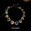 Multicolor Heart Crystal Gold Tone Chain Necklace Jewelry Design view 2