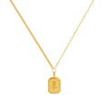 Gold Engraved Rose Square Tag Pendant Necklace Cable Chain view 5
