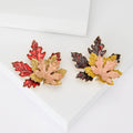 Layered Red Enamel Maple Leaf Brooch in Two Shades view 1