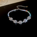 Silver Tone Square Crystal Halo Bracelets In Green Clear Or Pink view 7