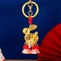Illuminated Rabbit Keychains With Red or Green Floral Bead Tassels view 2
