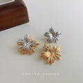 Two-Tone Leaf Stud Earrings Gold Silver Stackable Design view 3