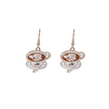Yellow Enamel Coffee Cup Drop Earrings With Latte Art view 5