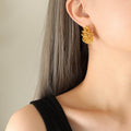 Gold U-Shape Wire Wrapped Coil Hoop Earrings Copper view 6