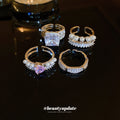 Silver Pearl Row Ring And Gold Wire Wrapped Pink Stone Ring view 1
