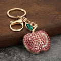 Rhinestone Apple Metal Keychain Car Bag Charm Pendant