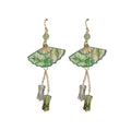 Green Fan And Bamboo Tassel Hook Earrings With Decorative Details view 5