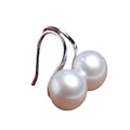 Gold and Silver White Pearl Look Ball Long Hook Earrings view 5