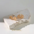 Gold Peach Translucent Double Cherry Stud Earrings Pair view 4