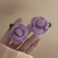 Soft Fabric Rose Stud Earrings in Five Bright Colors view 8