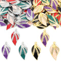 Striped Enamel Leaf Metal Jewelry Charms, 10 Colorways view 4