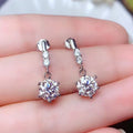 Silver-Tone Brass CZ Drop Earrings with a Three-Stone Post Bar view 4