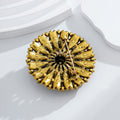 Orange Brown Sunflower Crystal Metal Brooch Pin for Jackets and Lapels view 3