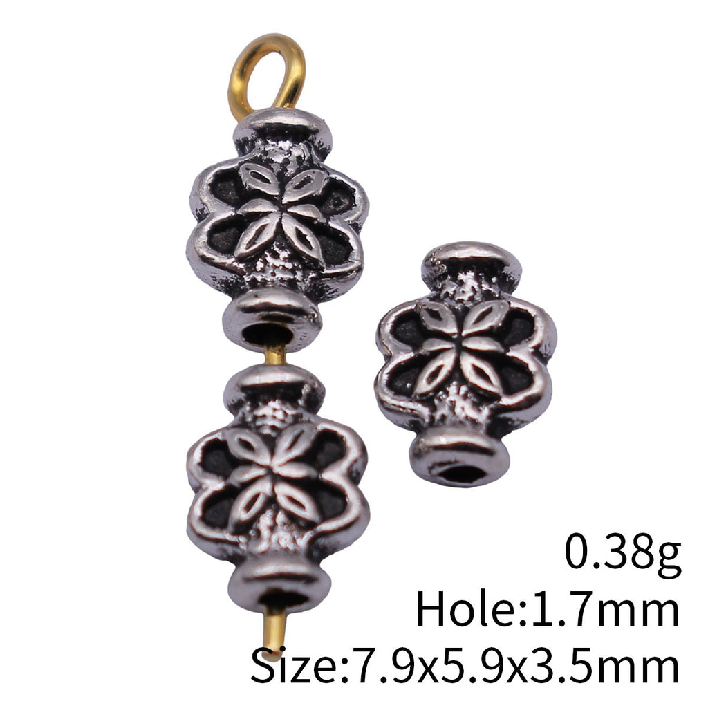 7.9x5.9x3.5mm 0.38g Antique Silver Zinc Alloy Flower Spacer Beads for Bracelet Necklace Jewelry Making