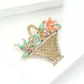 Crystal Flower Basket Brooch With Pastel Enamel Leaves view 4