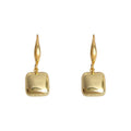 Gold Square Cushion Drop Earrings French Hook Polished view 5